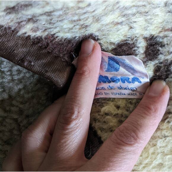 vintage KITTY CAT Print Reversible BLANKET fleece cream brown animal print - Picture 6 of 9